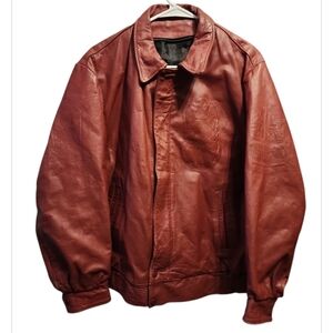 Cactus Jack Vintage Leather Bomber Jacket Burgandy Queens Commerce 95 Oxblood M